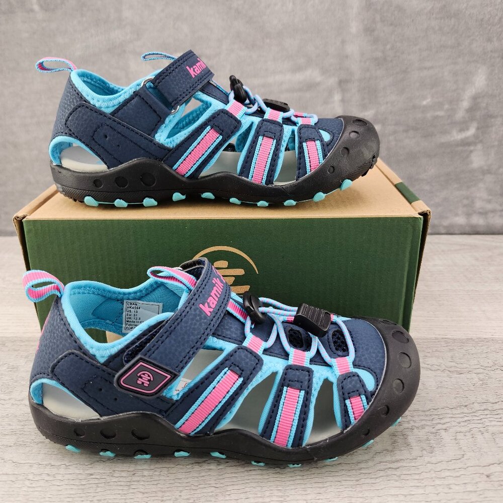 Kamik Crab Sandals Girl Size 13 (EU31) Blue Pink **Tried On**